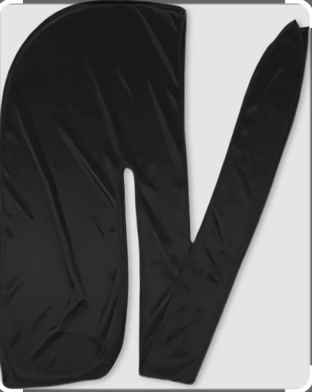 Black silky durag with extra-long tail